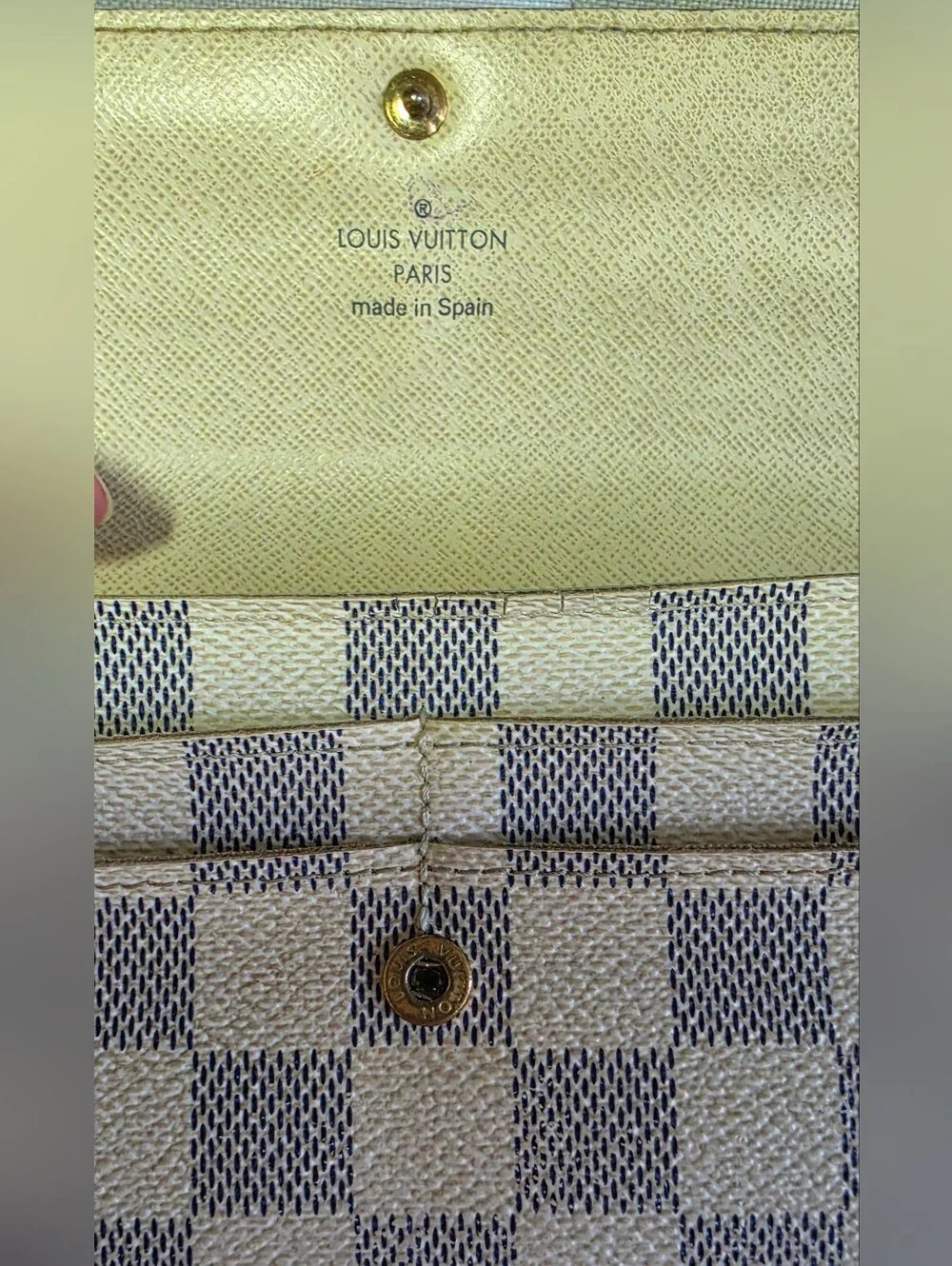 Authentic Louis Vuitton Damier Azur Porte Feuille Sarah Long Bifold Wallet